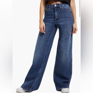 Good American Stacked High Rise Wide Leg Jeans